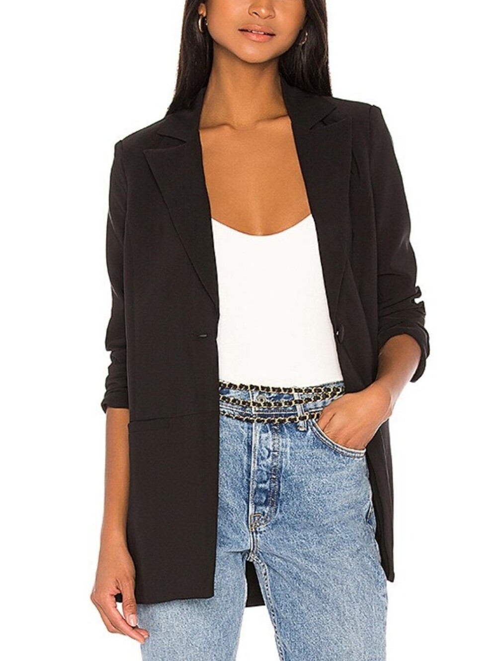 Camila Coelho Brenn Black Longline Blazer